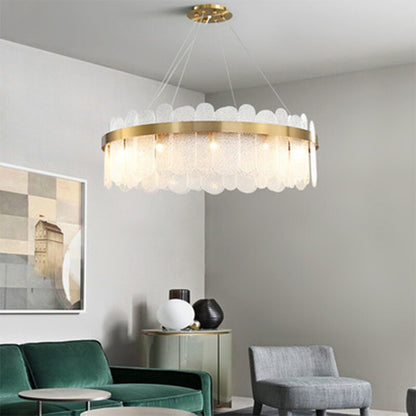 Nordic round LED living room crystal chandelier