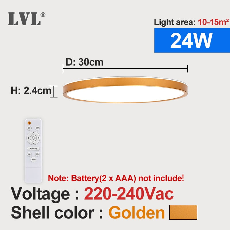 Modern Remote Control Led Ceiling Light Golden