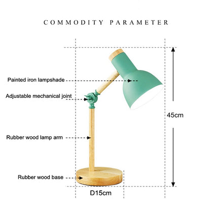 Nordic Wooden Art Iron LED Folding Simple Desk Lamp