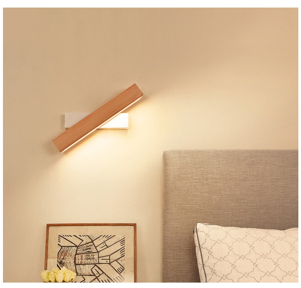 Wooden LED Wall Lamp Adjustable