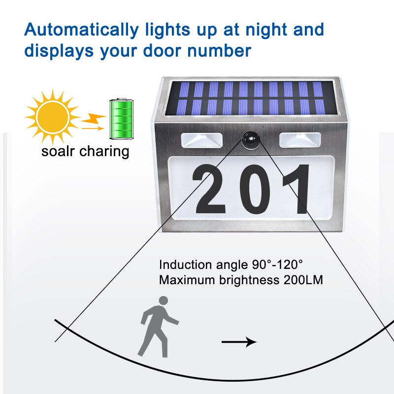 Solar House Number Plaque Light