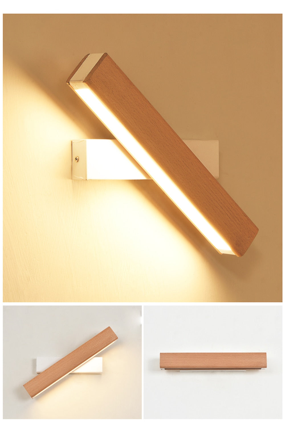 Wooden LED Wall Lamp Adjustable