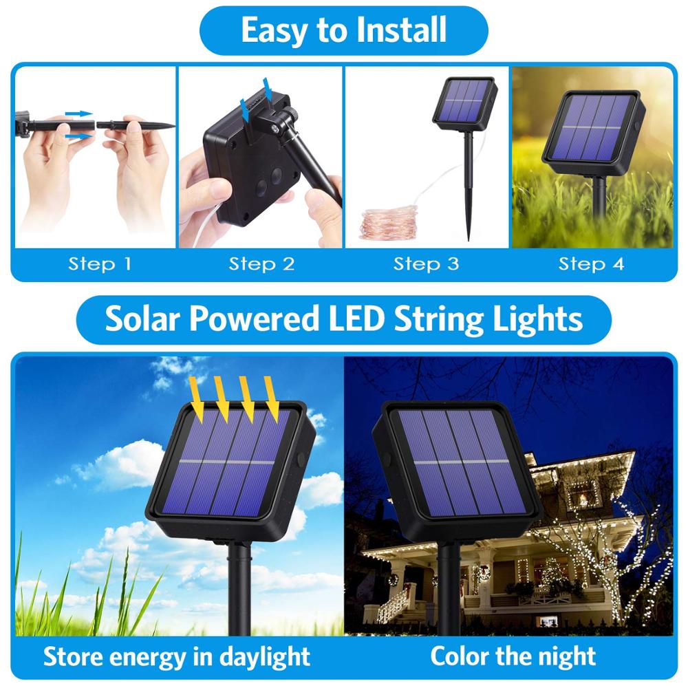 LED Solar Fairy Lights Lamp Outdoor