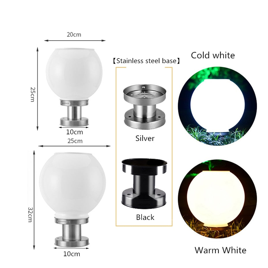 LED Round Ball Stainless Steel Solar