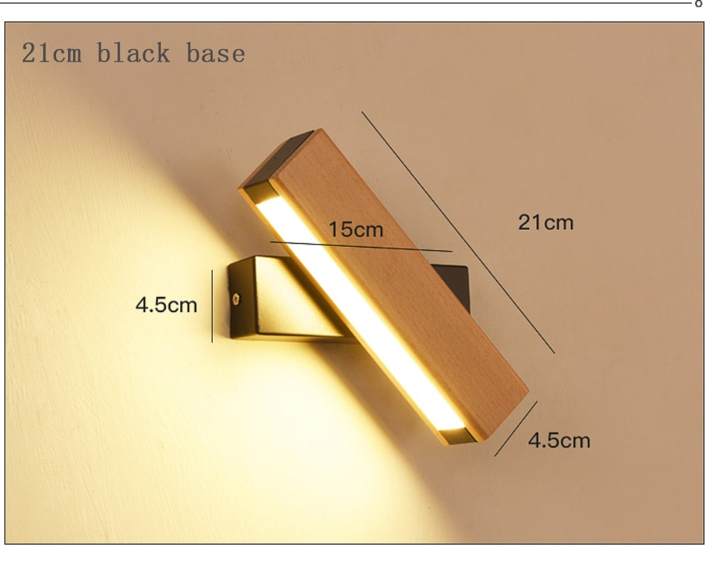 Wooden LED Wall Lamp Adjustable