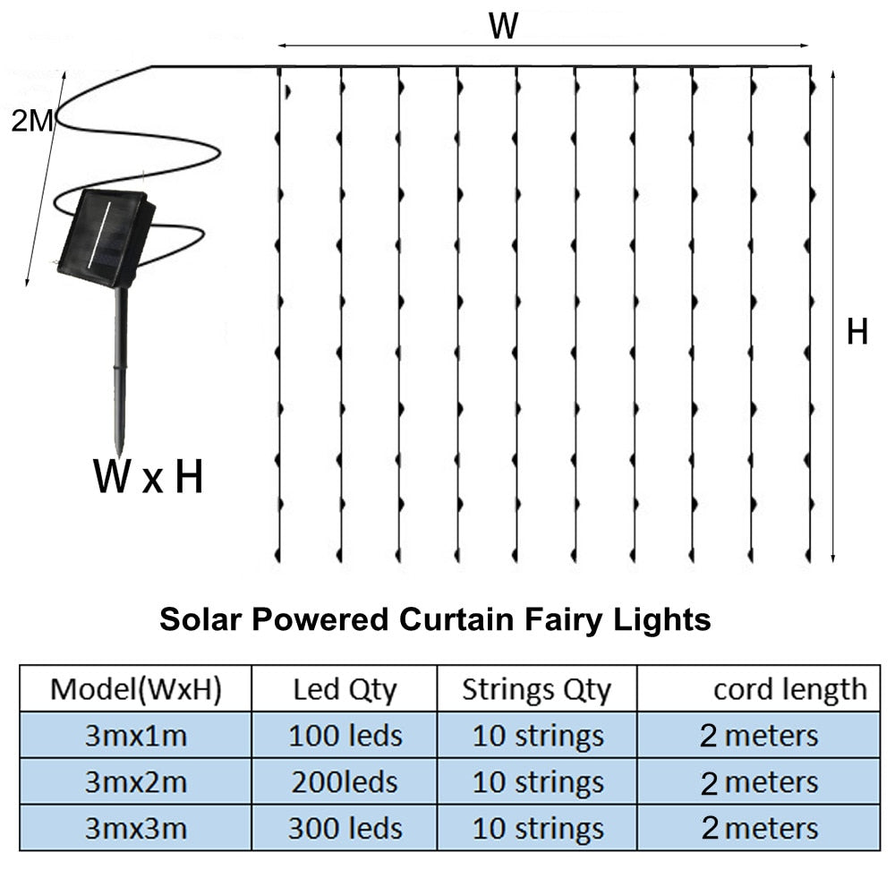 Solar Curtain Light Outdoor Waterproof