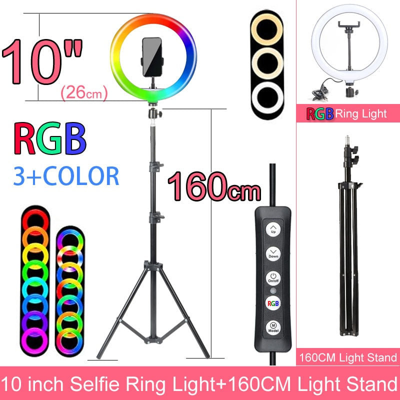 Dimmable LED Selfie Ring Light with Stand