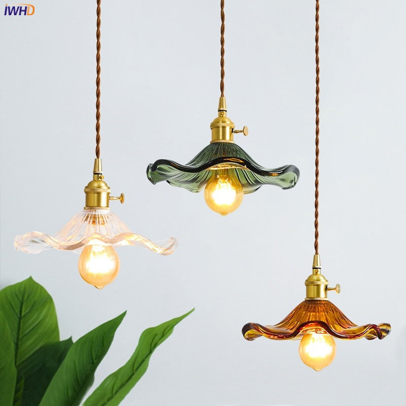 Colorful Glass Copper Hanging Lamp Lights