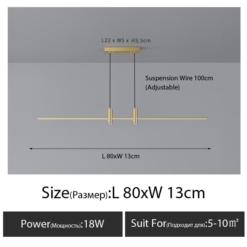 Dining room strip designer lamps