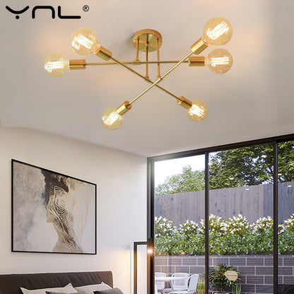 Modern LED Ceiling Lights Industrial Iron Black/Golden Nordic