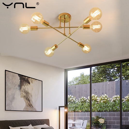 Modern LED Ceiling Lights Industrial Iron Black/Golden Nordic