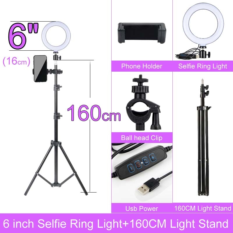 Dimmable LED Selfie Ring Light with Stand