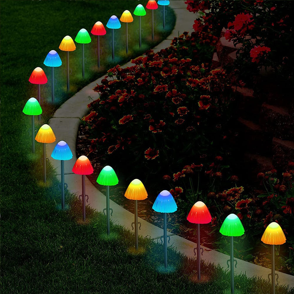 LED Solar Mushroom String Lights