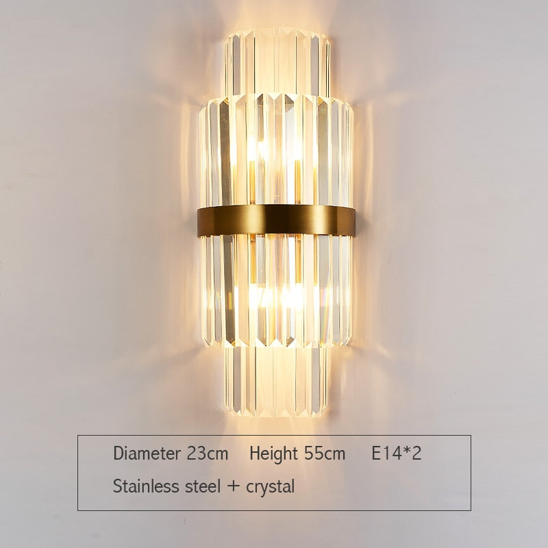 Modern Gold Crystal Wall Lights Bedside