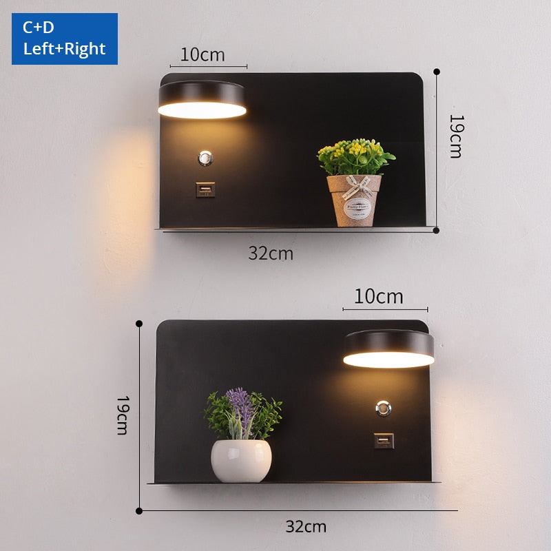 LED Wall Lights With Switch And USB