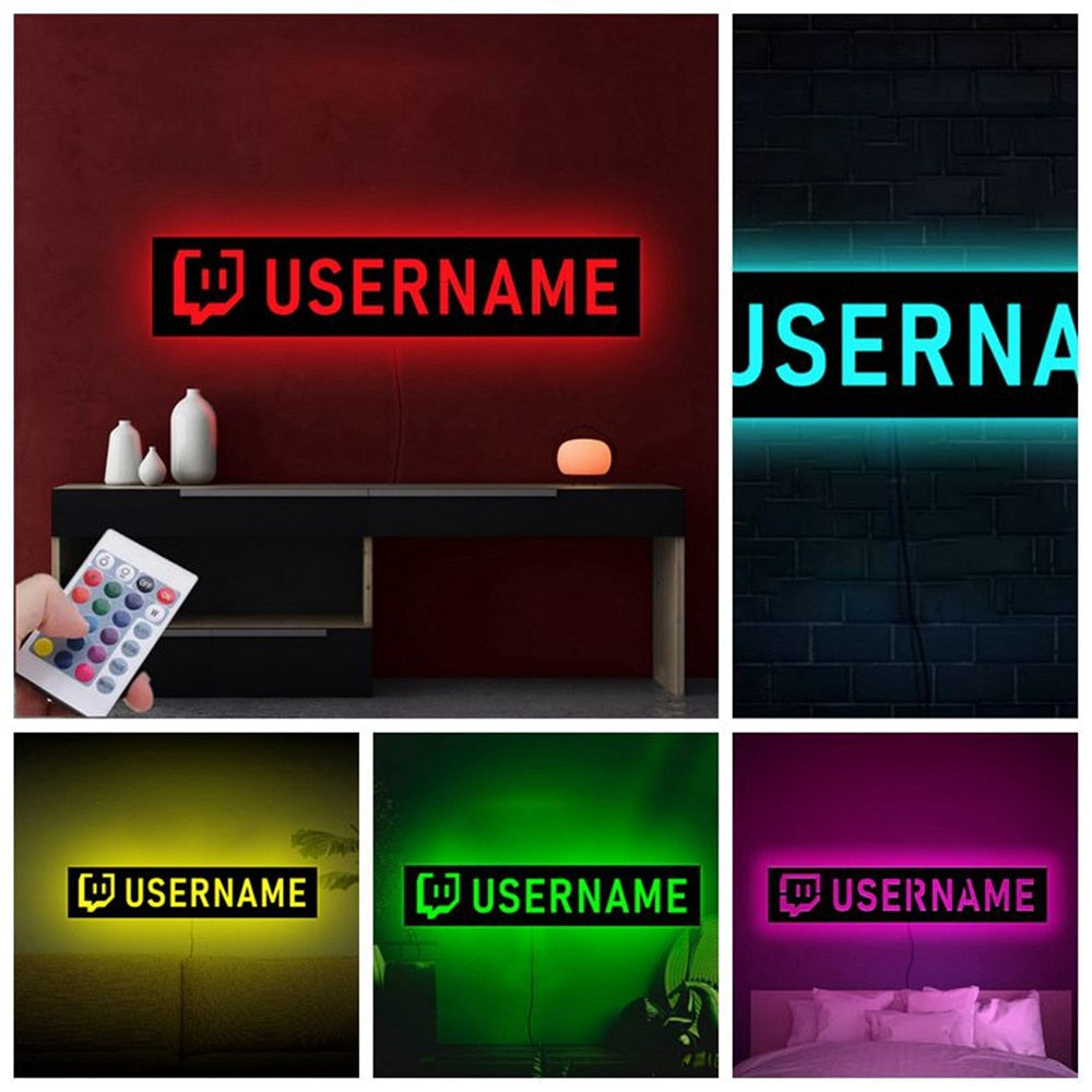 Personalized Gamer Twitch Wall Lamp