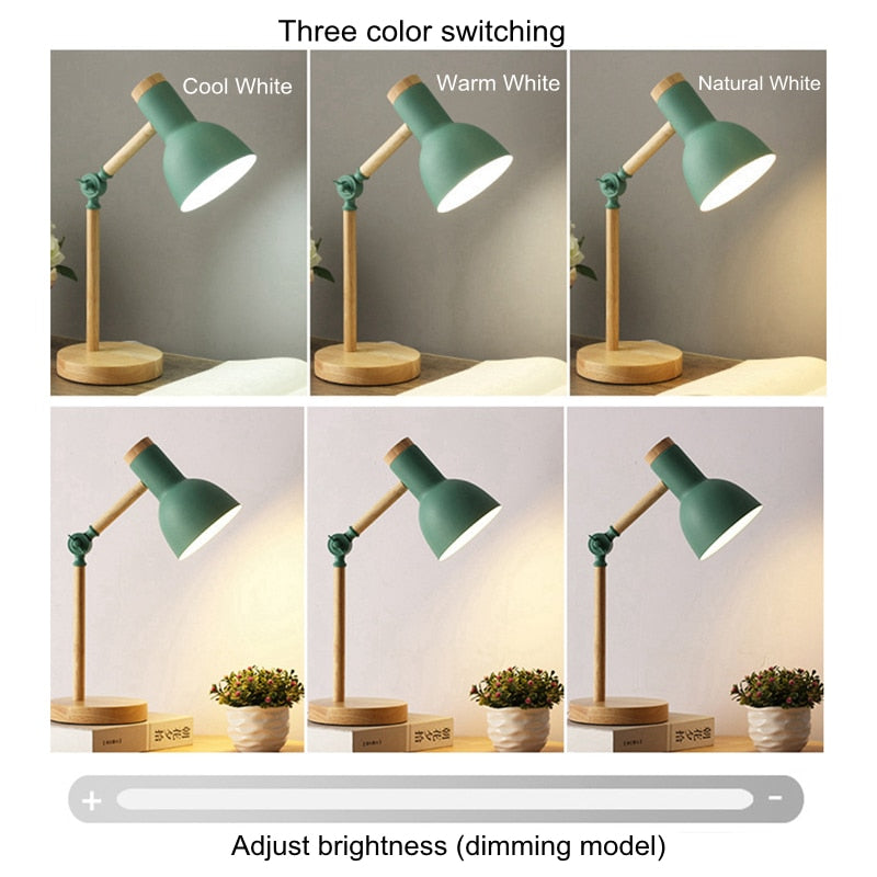 Creative Nordic Wooden Art LED Folding Simple Desk Lamp