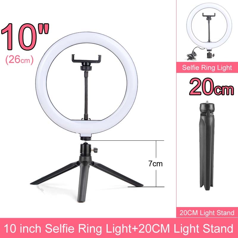 Dimmable LED Selfie Ring Light with Stand