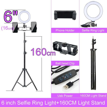 Dimmable LED Selfie Ring Light with Stand