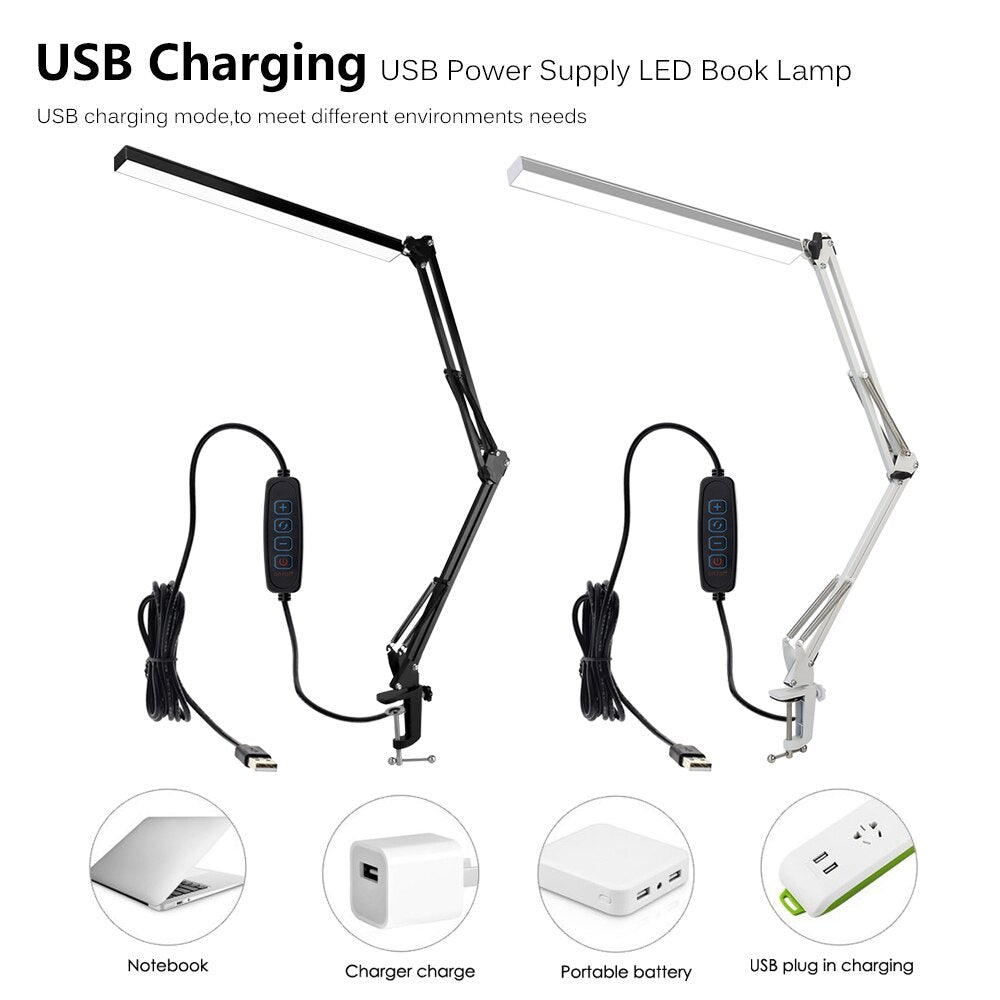 LED Folding Metal Desk Lamp Clip