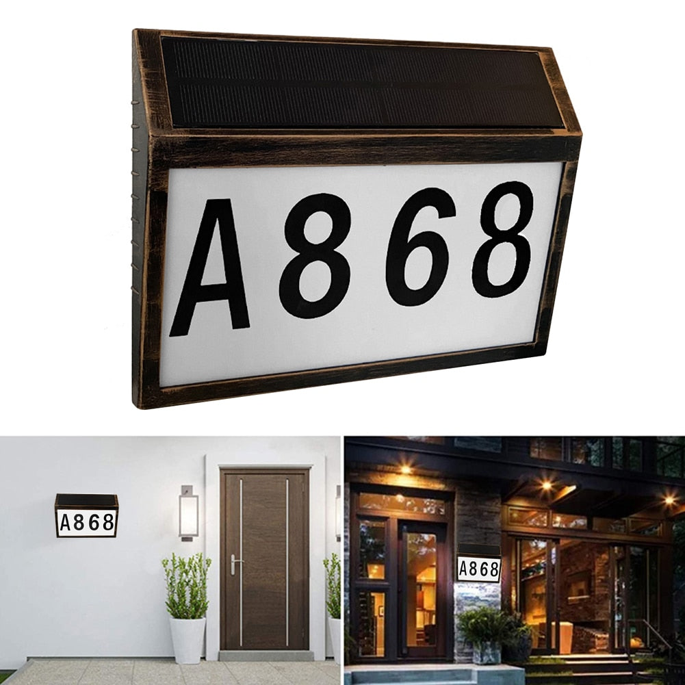 Solar LED Light Outdoor Number Sign