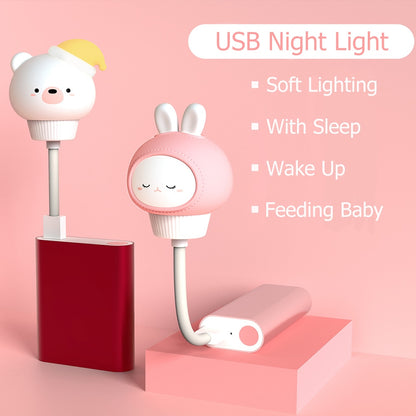 LED Chlidren USB Night Light Cute Cartoon Night Lamp Bear Remote Control for Baby Kid Bedroom