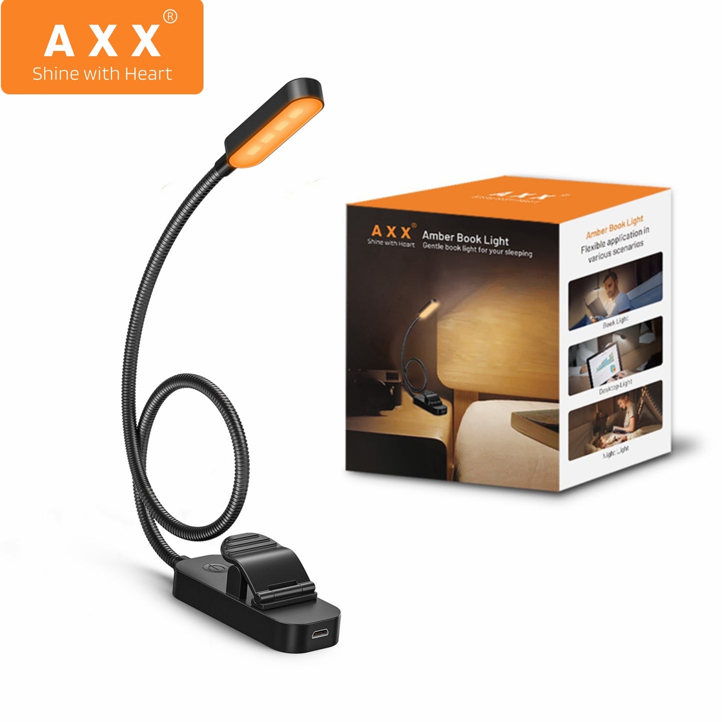 Clip Book Light Amber Reading Lights