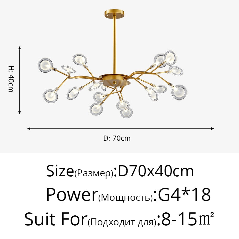 Luxurious Gold Chandeliers White Petal Fixtures Lamp