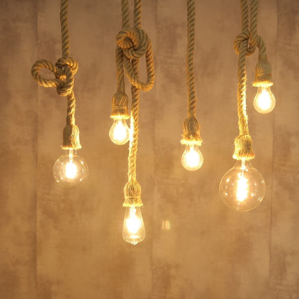 Hemp Rope Pendant Lights Vintage