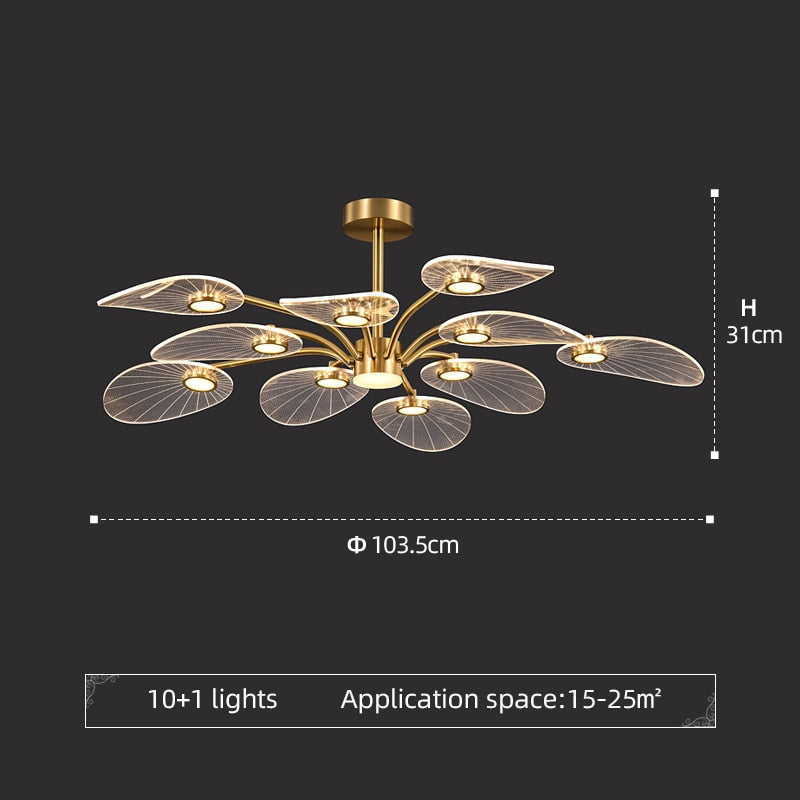 LED Ceiling Lamp Nordic Copper Chandeliers Lighting Fixture