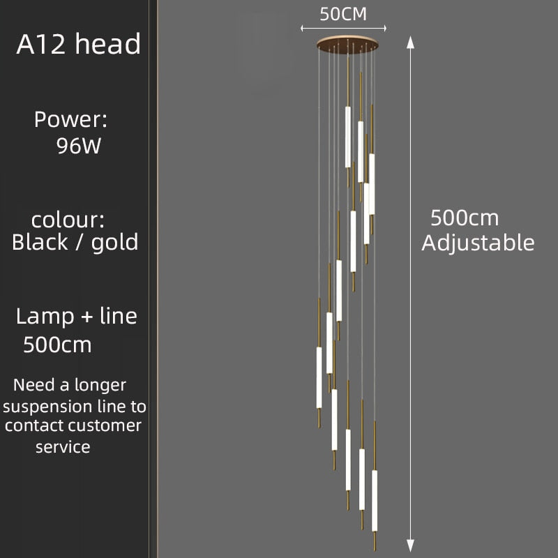 Modern branch led long line chandelier