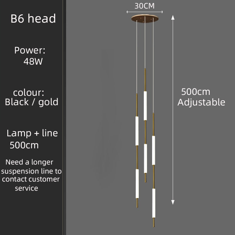 Modern branch led long line chandelier