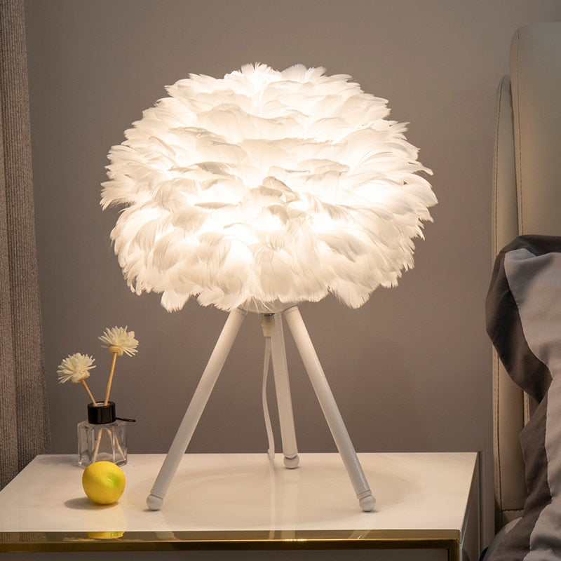 Feather Bedroom Table Lamp Modern