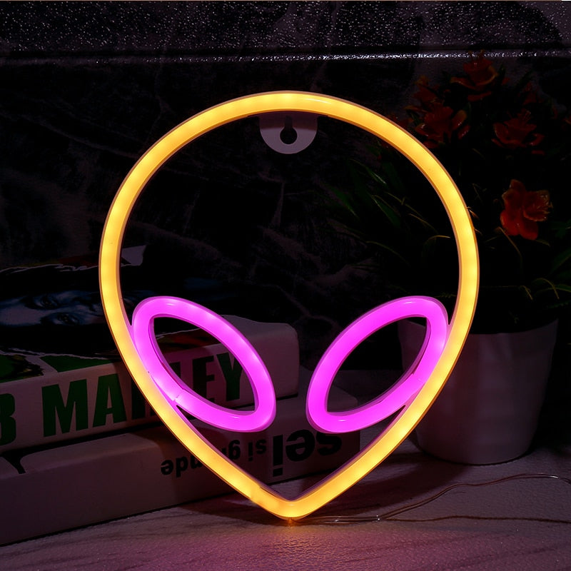 Neon Sign Alien Face Wall Hanging Lights