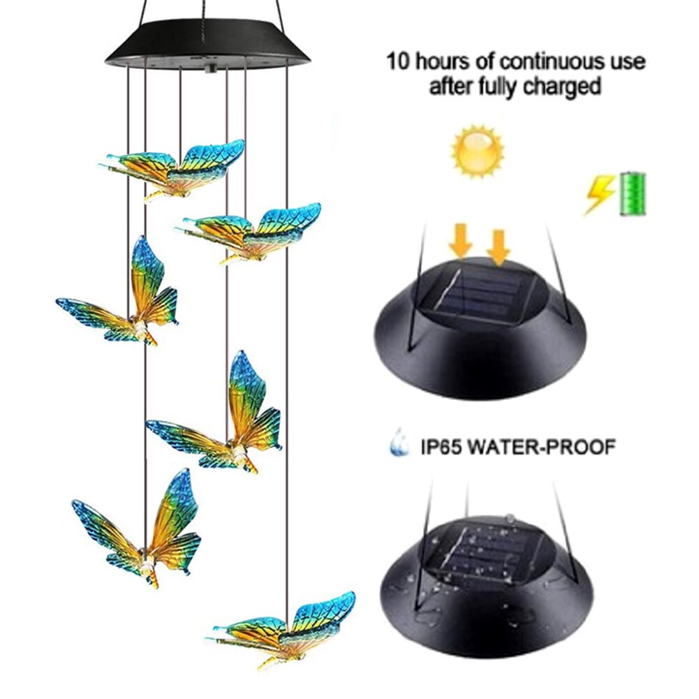 LED Colorful Solar Power Wind Chime