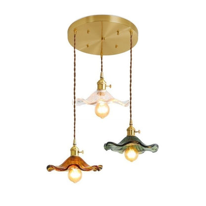 Colorful Glass Copper Hanging Lamp Lights