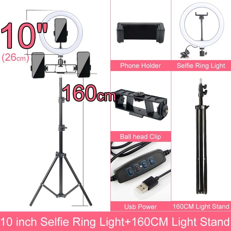 Dimmable LED Selfie Ring Light with Stand