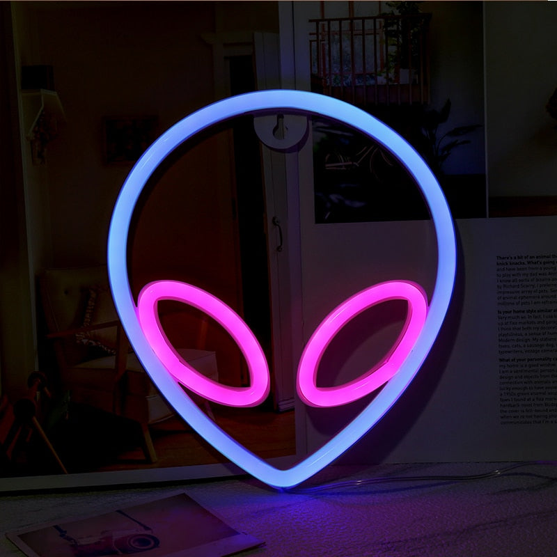 Neon Sign Alien Face Wall Hanging Lights