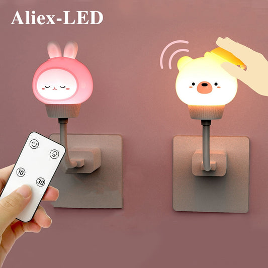 LED Chlidren USB Night Light Cute Cartoon Night Lamp Bear Remote Control for Baby Kid Bedroom