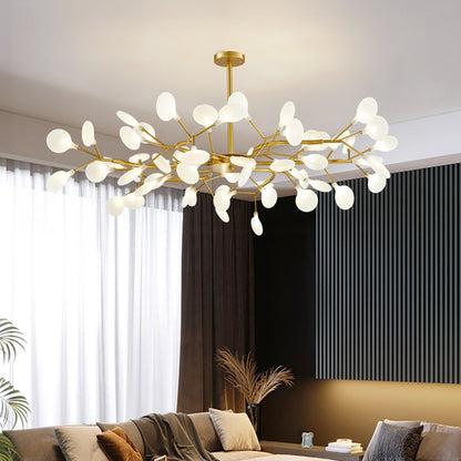 Luxurious Gold Chandeliers White Petal Fixtures Lamp