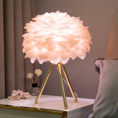 Feather Bedroom Table Lamp Modern