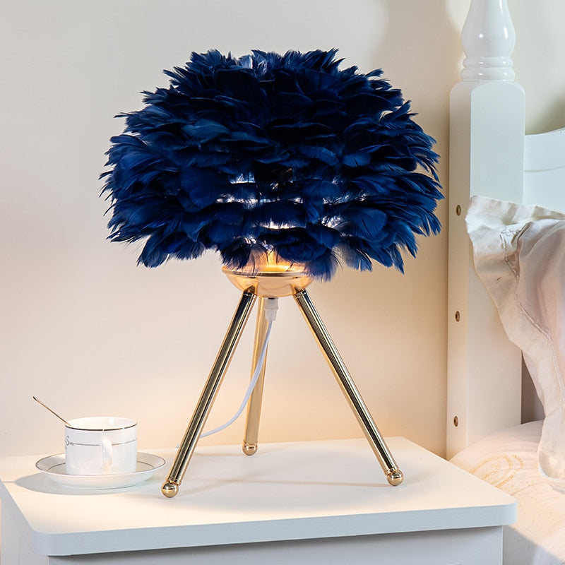 Feather Bedroom Table Lamp Modern