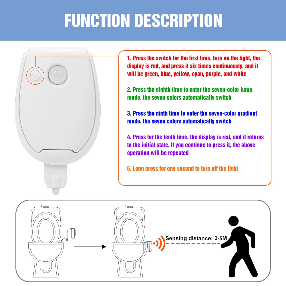 Toilet Bowl Backlight WC Lighting LED Luminaria Lamp