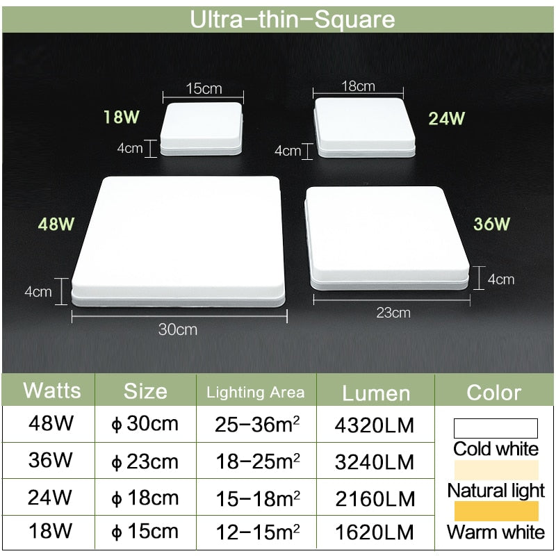 LED Ceiling Lights 18W 24W 36W 48W Square