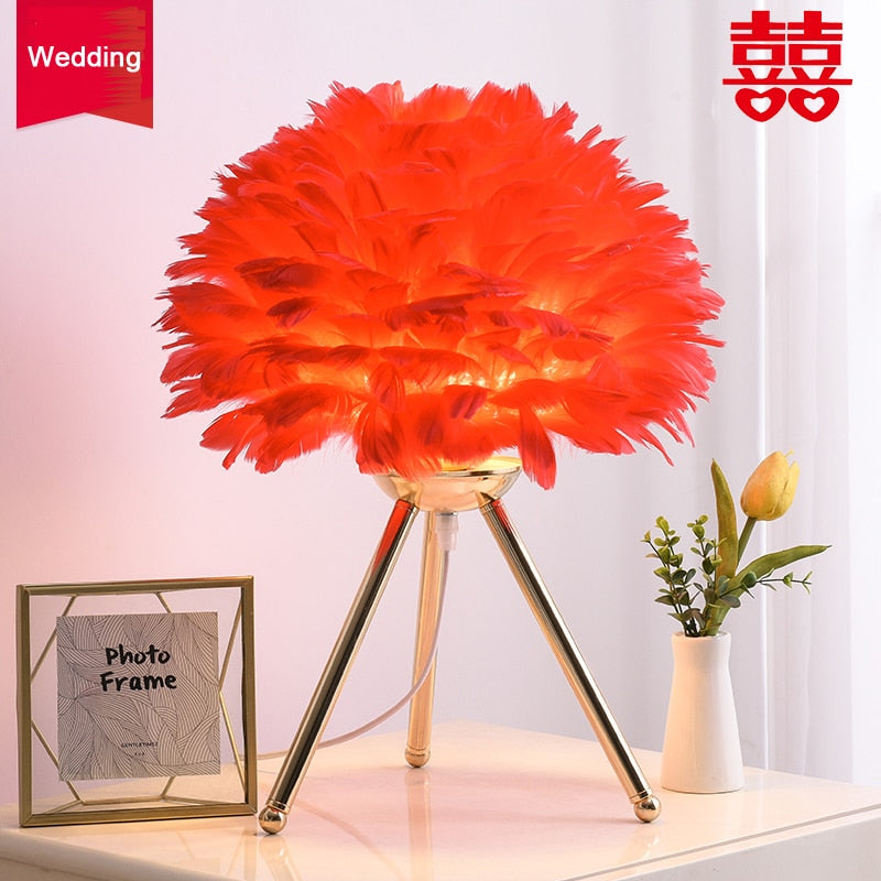 Feather Bedroom Table Lamp Modern