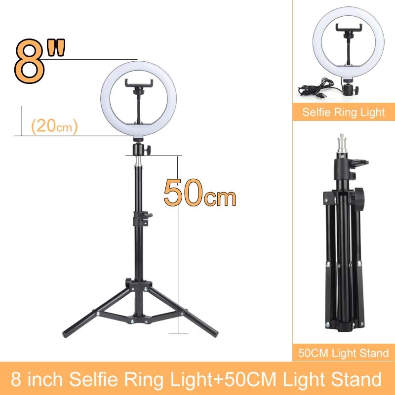 Dimmable LED Selfie Ring Light with Stand