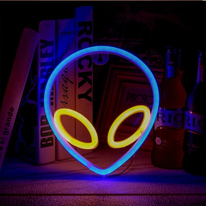 Neon Sign Alien Face Wall Hanging Lights