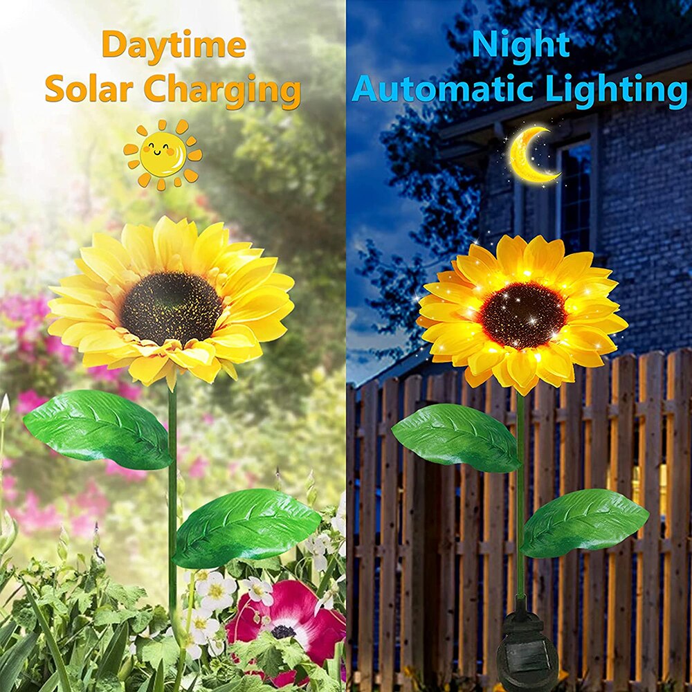 Solar Sunflowers Outside Garden