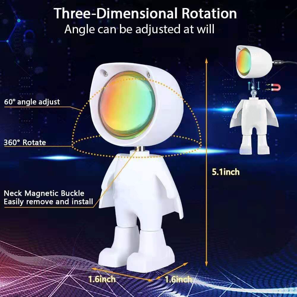 USB Astronaut Robot Rainbow Projection Sun Lamp