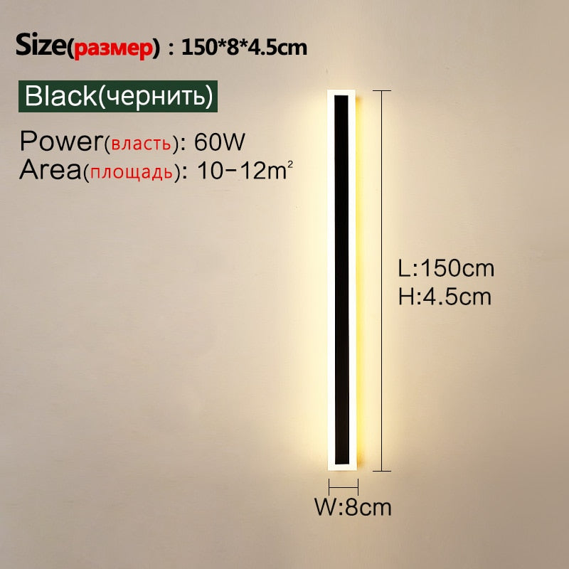 Outdoor waterproof garden decoration long strip outdoor wall lamp